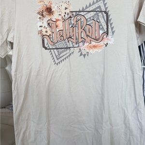 New Bella Canvas jelly roll Cream Short-Sleeve Tee with Peach Floral Graphic